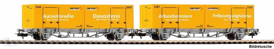 Piko 27748 - Conatinertragwagen Set CH-AAE Ep.VI Post 2.tlg. H0/GL