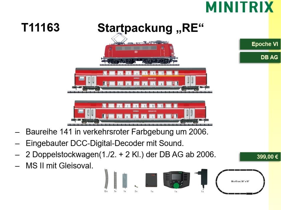 Trix 11163 - Startpackung Regionalexpress BR 141 +2 Doppelstockwagen N 1:160 Digital