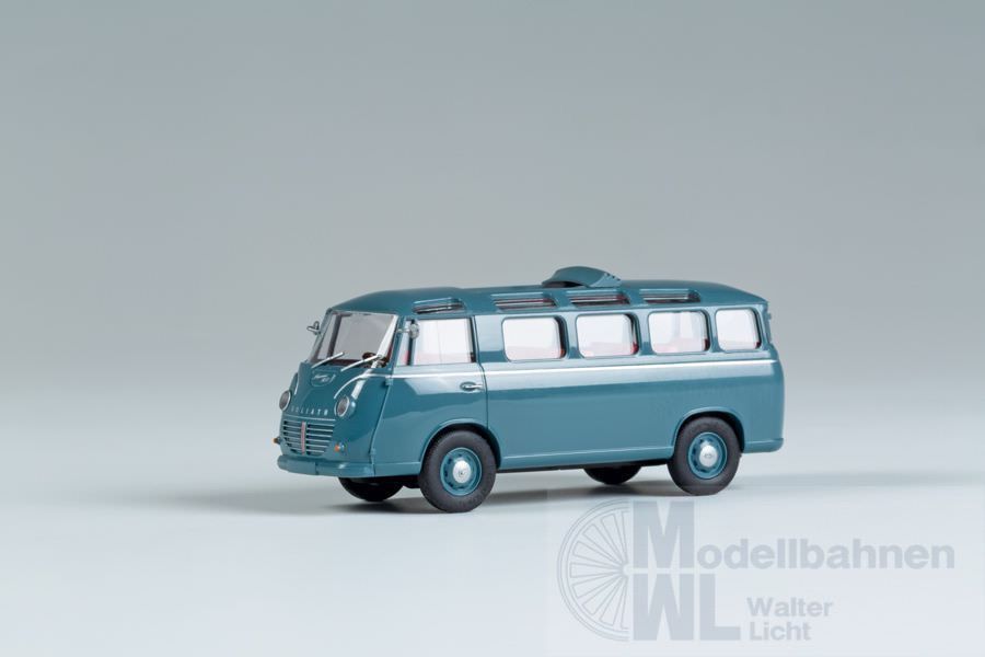 mini car 66018 - Goliath Express 1100 Luxusbus hellblaugrau Dach offen H0 1:87
