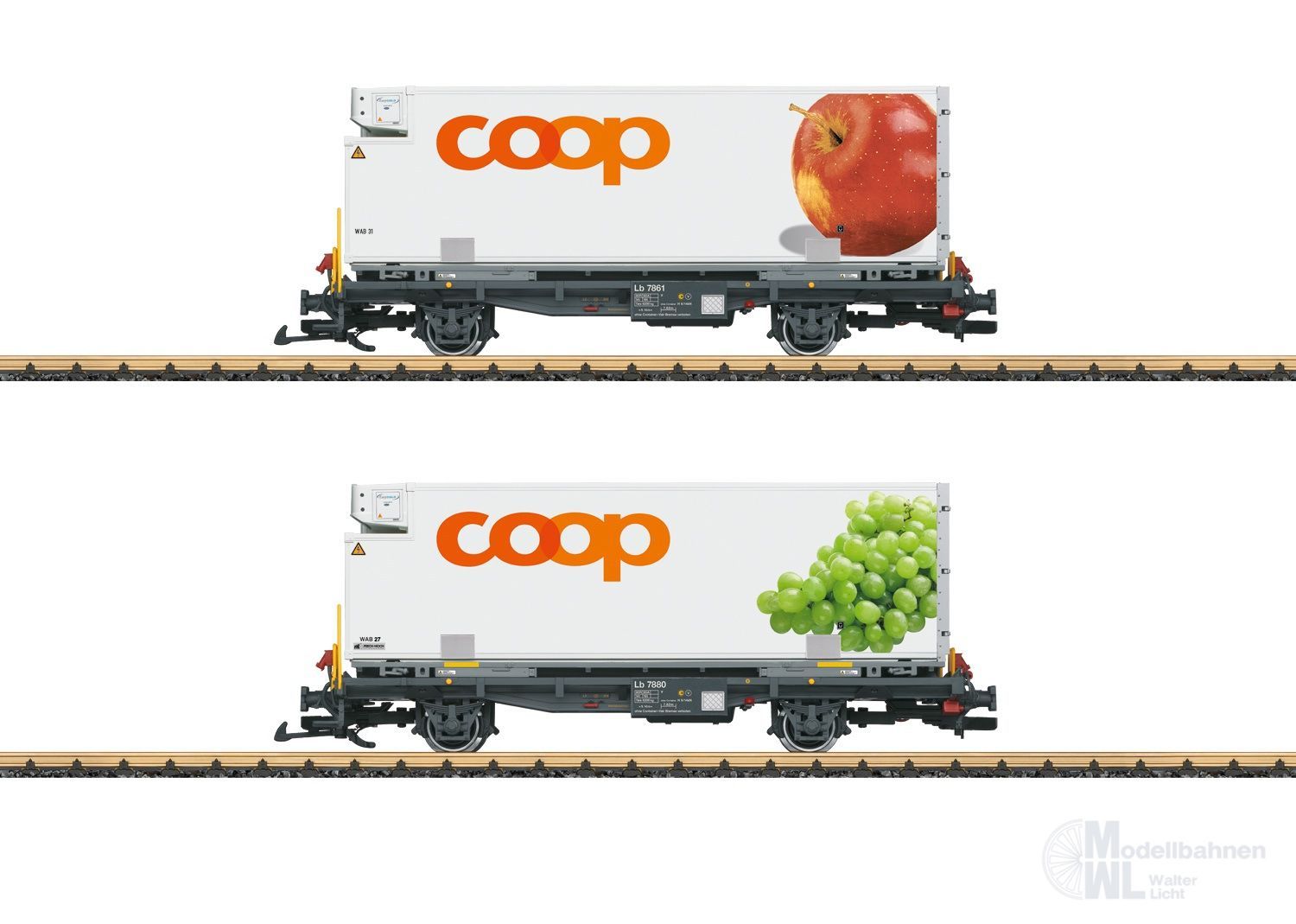 LGB 45887 - Containerwagen Set RhB Ep.VI COOP Spur G 1:22,5