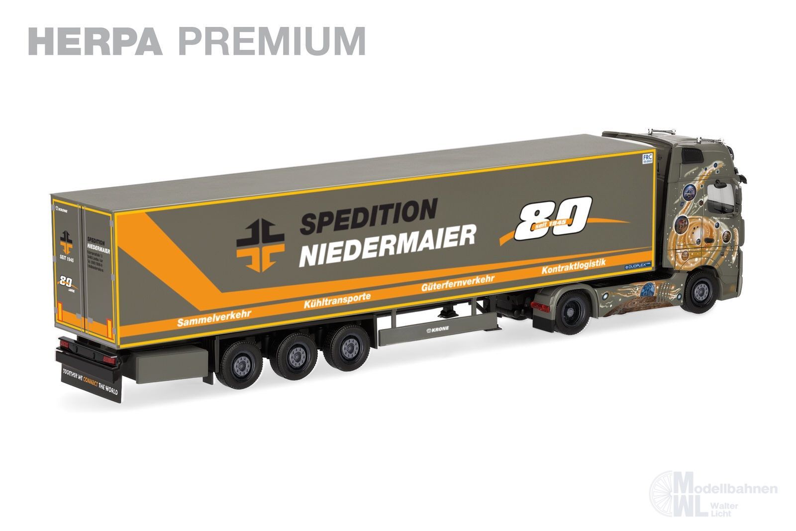 Herpa 952040 - Mercedes-Benz A 18 L GS Kühlkoffer Sattelzug Niedermaier 80 Jahre H0 1:87