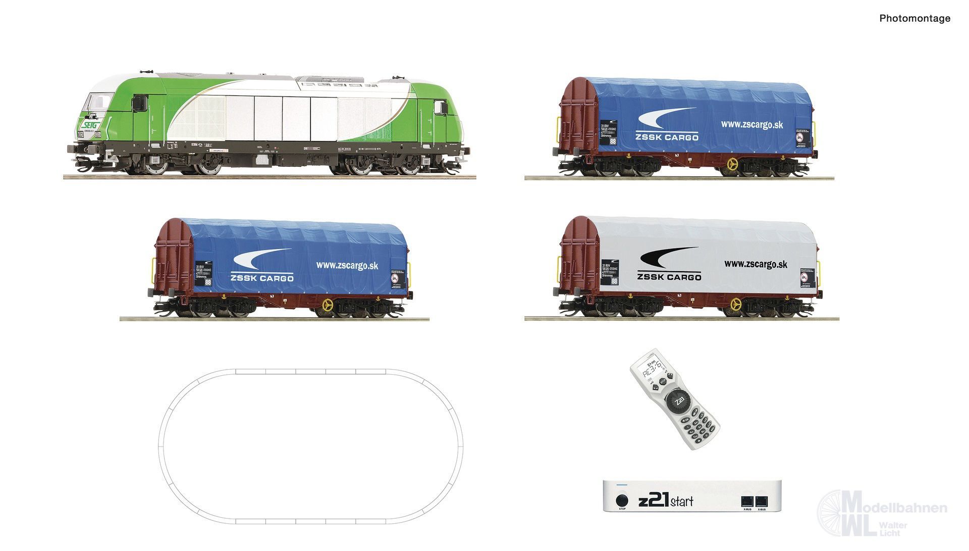Roco 5190001 - z21 Startset Set Diesellok ER20 und Güterzug TT 1:120
