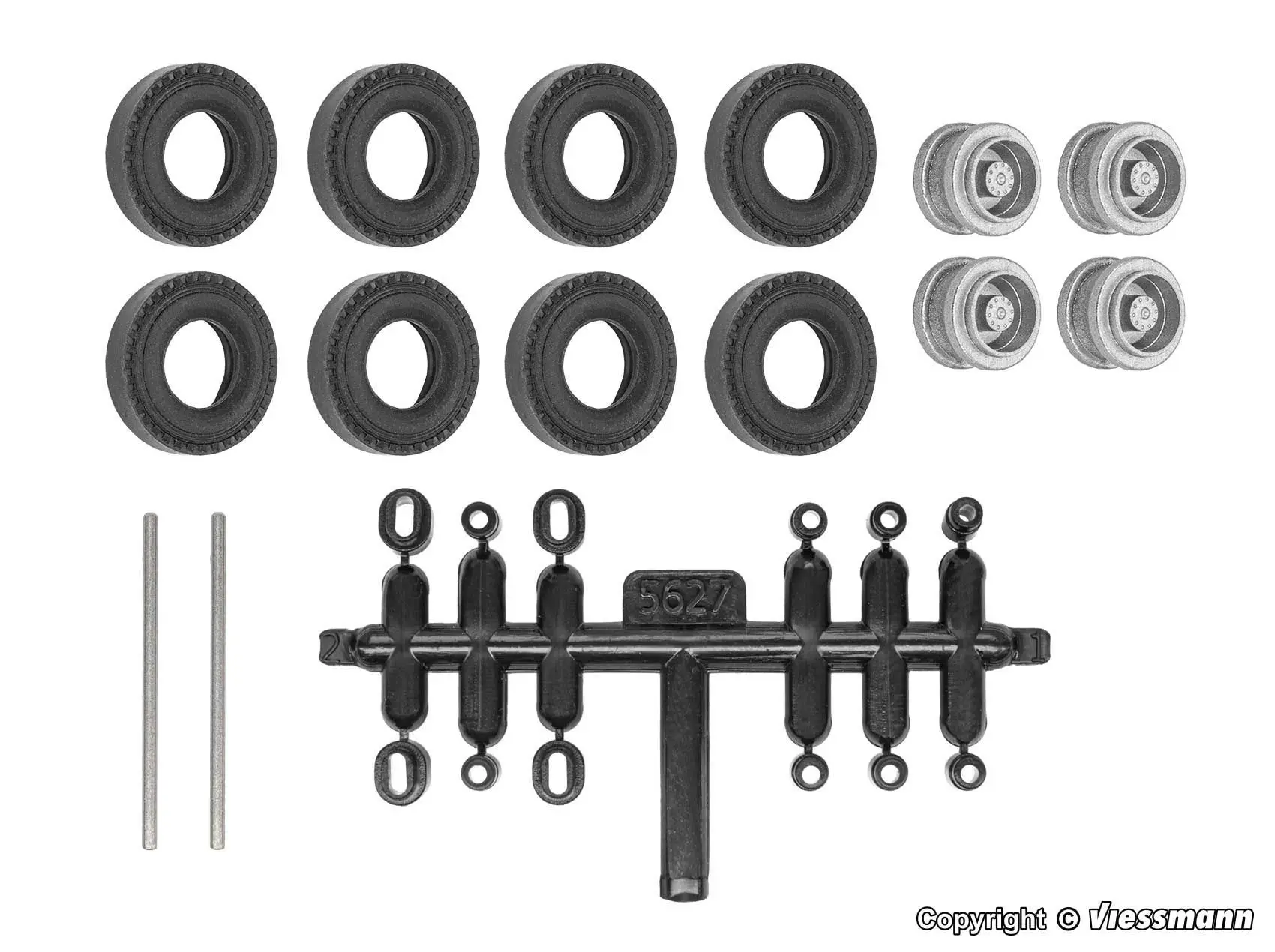 Viessmann 8423 - CarMotion Nachrüst-Set für kibri Anhänger/Auflieger Zwillingsbereifung H0 1:87