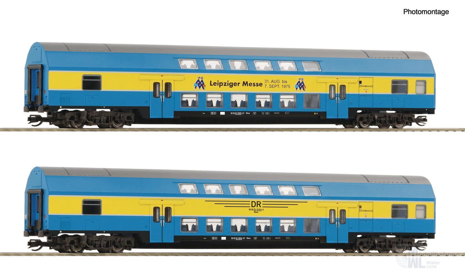 Roco 6280091 - Doppelstockwagen Set DR Ep.IV Messe Leipzig 2.tlg. TT 1:120