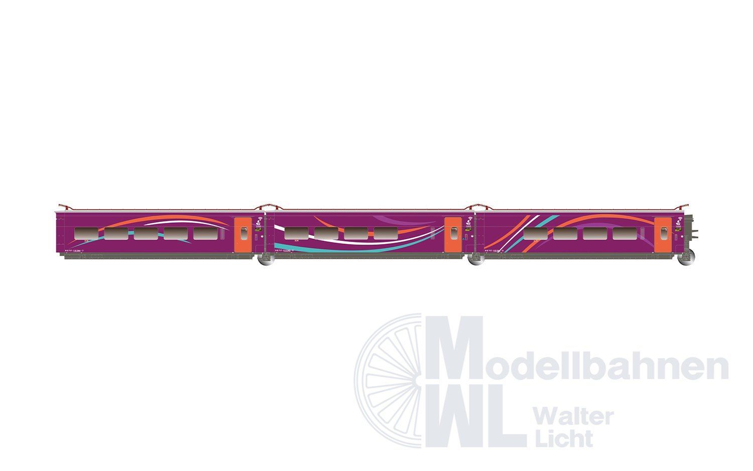 Electrotren 3002 - Ergänzungswagen Set AVLO RENFE Ep.VI 3.tlg. Set 2 H0/GL