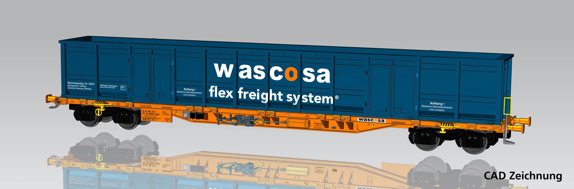 Piko 24566 - Containertragwagen CH-Wascosa Ep.VI mit E-Aufbau H0/GL