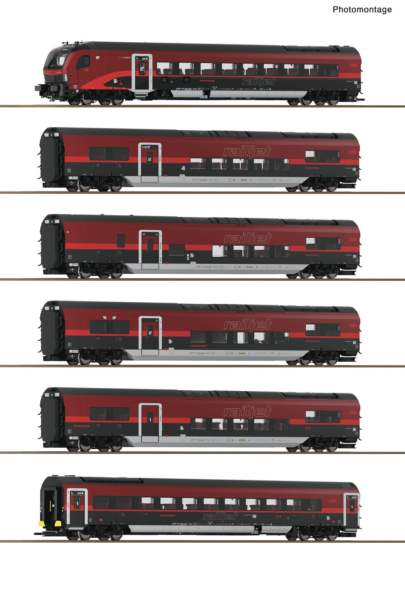 Roco 6200178 - Personenwagen Set Railjet ÖBB Ep.VI 6.tlg. H0/GL