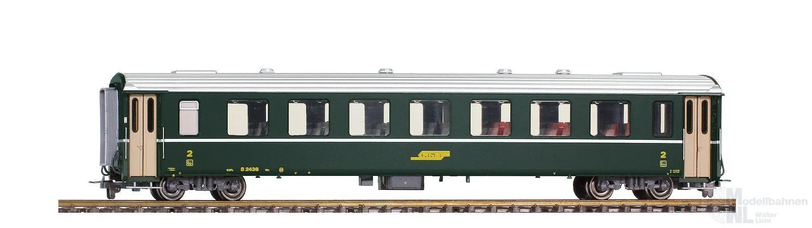 Bemo 3240115 - Einheitswagen EW II RhB Ep.IV/V B 2445 grün H0m