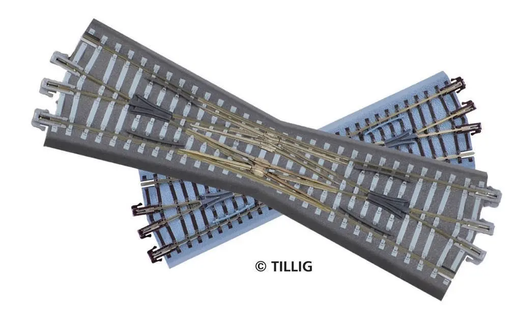 Tillig 83790 - Doppelkreuzungsweiche grau inkl. Antrieb TT 1:120