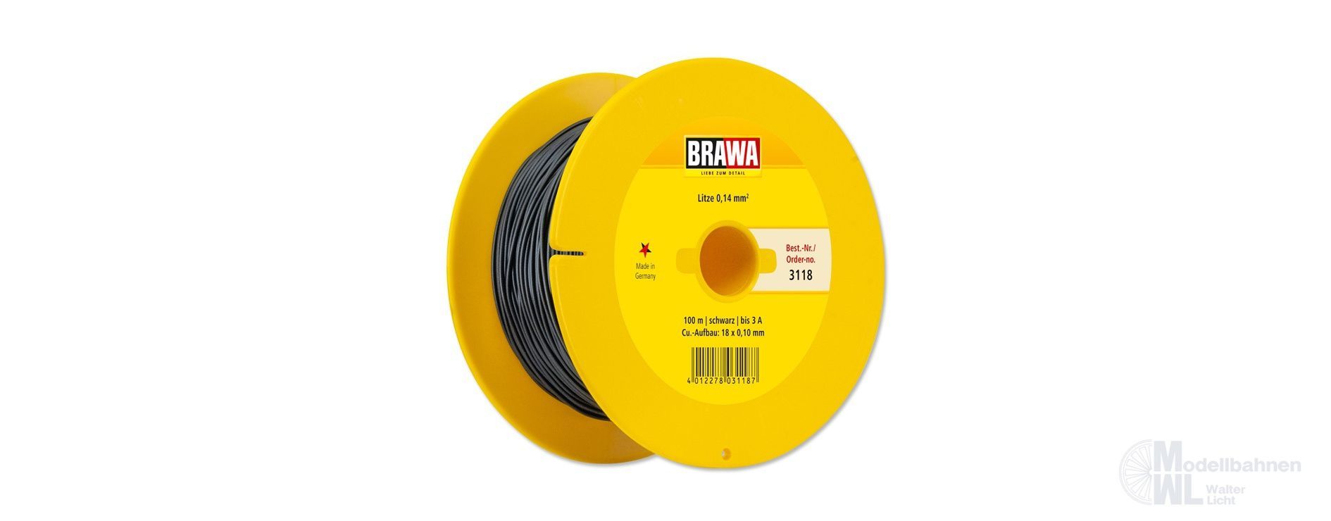 Brawa 3118 - Litze schwarz 100 Meter