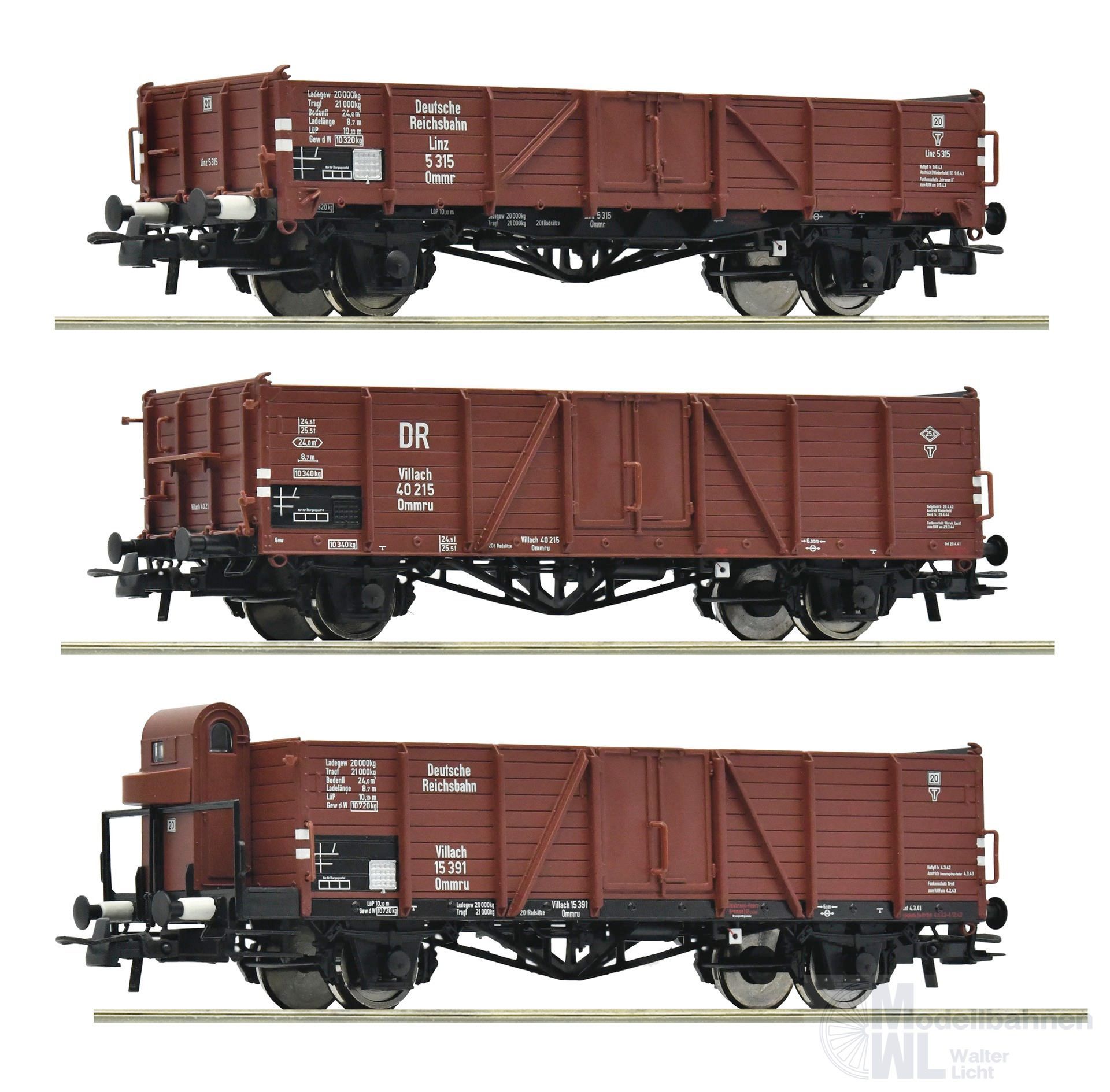 Roco 6600102 - Güterwagen Set DRG Ep.II 3.tlg. H0/GL Roco 6600102 - Güterwagen Set DRG Ep.II 3.tlg. H0/GL
