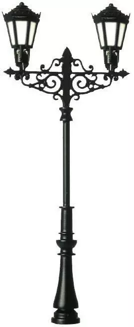 Viessmann 6397 - Gaslaterne zweiflammig, LEDs warmweiß H0 1:87