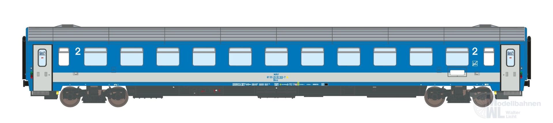 ASM 195512 - Personenwagen MAV Ep.V Bmz 21-91.1 2.Kl. EC25/24 2.Betr.Nr. N 1:160 ASM 195512 - Personenwagen MAV Ep.V Bmz 21-91.1 2.Kl. EC25/24 2.Betr.Nr. N 1:160