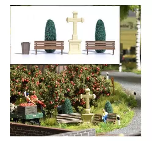 Busch 8110 - Steinkreuz & Lebensbäume N 1:160