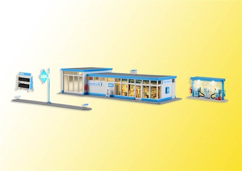 Kibri 38544 - Historische ARAL Tankstelle inkl LED Beleuchtung H0 1:87