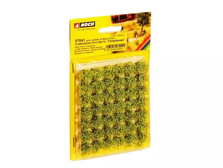 Noch 07041 - Grasbüschel Mini-Set XL Feldpflanzen grün veredelt, 42 Stück, 9 mm G/0/H0/TT/N/Z