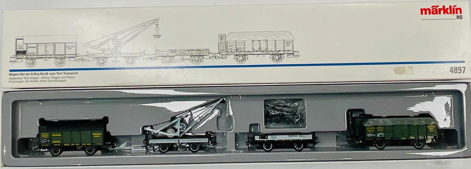 Märklin 4897 - MÄRKLIN - Wagen-Set Torf-Transport K.BAy.Sts.B. Ep.I 4.tlg. H0/WS