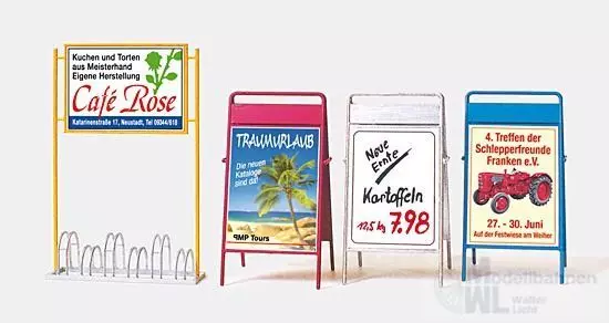 Preiser 45221 - Fahrradständer und Werbetafeln Spur G