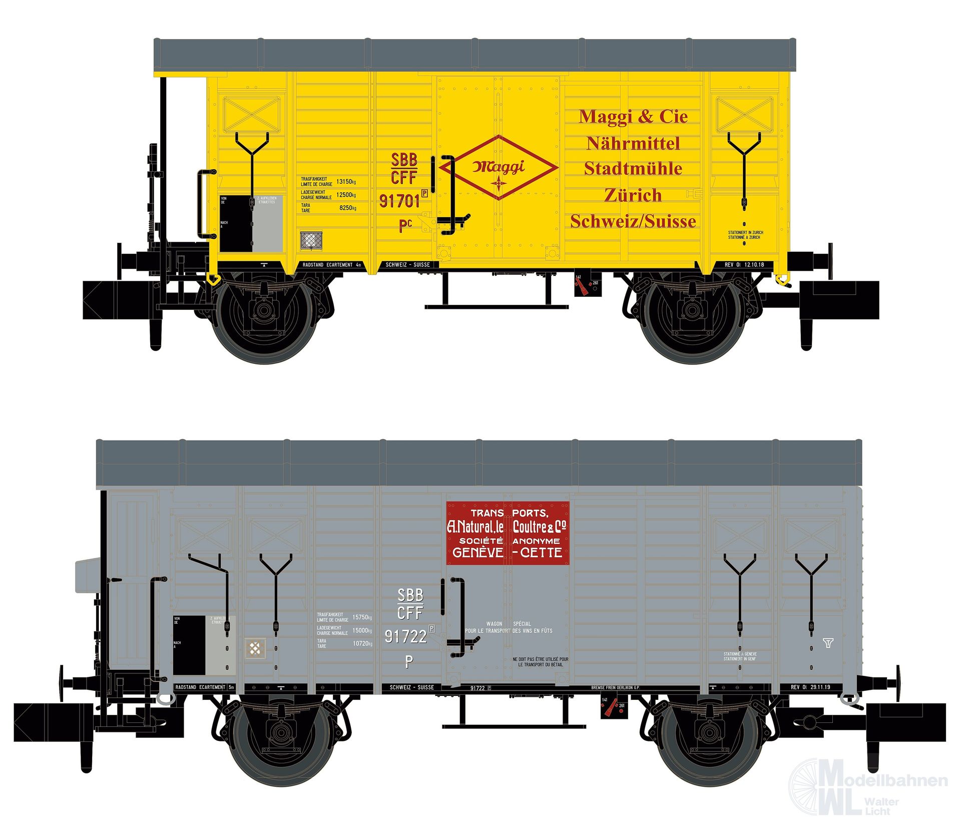 Hobbytrain 24255 - Güterwagen Set SBB Ep.II K2 / K3 2.tlg. N 1:160