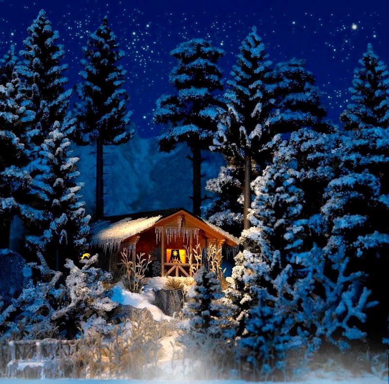 Busch 1085 - Winterhütte mit Beleuchtung H0 1:87