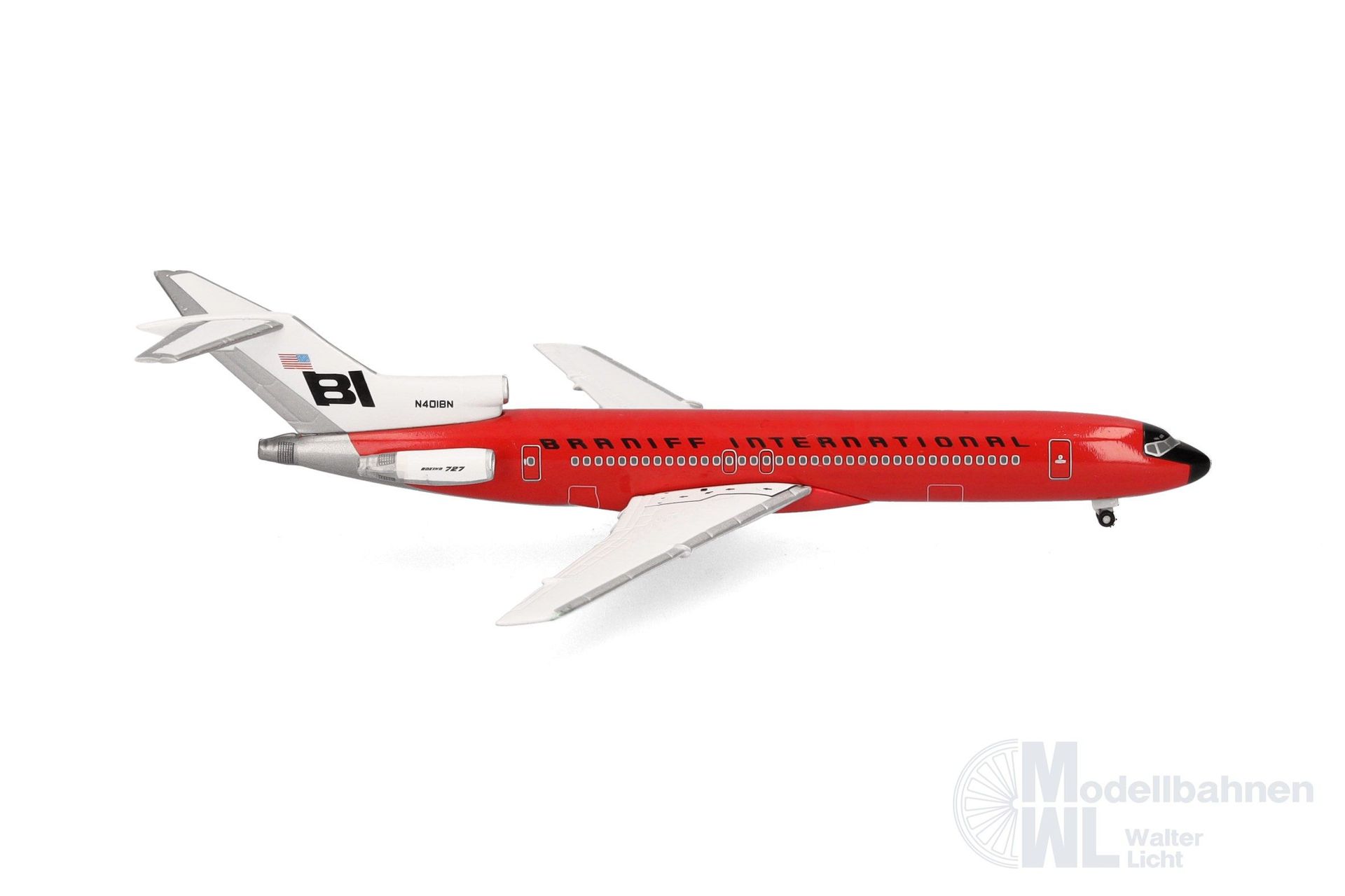Herpa 537551 - Boeing 727-200 Braniff Solid Red 1:500