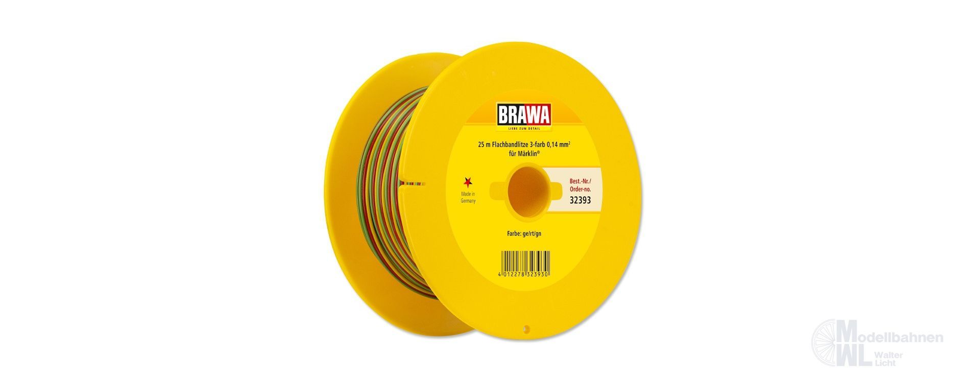 Brawa 32393 - Flachband-Litze gelb/rot/grün 0,14 mm² 25 m Spule Brawa 32393 - Flachband-Litze gelb/rot/grün 0,14 mm² 25 m Spule