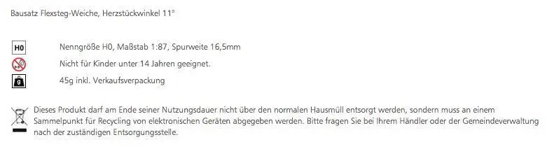 Tillig 85441 - Bausatz Flexsteg-Weiche Herzstückwinkel 11° H0/GL