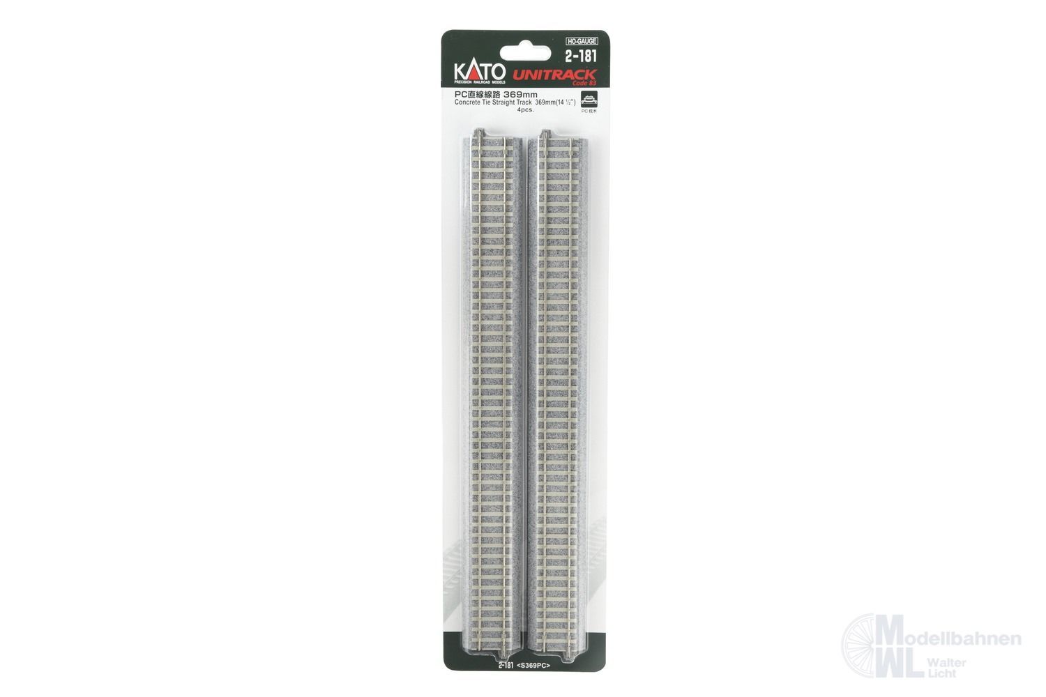 Kato 2-181 - Gleis gerade 369mm mit Betonschwellen H0 1:87