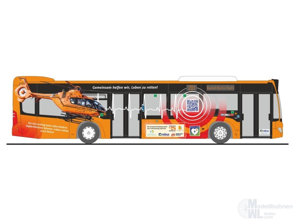 Rietze 73511 - Mercedes-Benz Citaro ´15 rebus Rostock - Rettungsbus H0 1:87