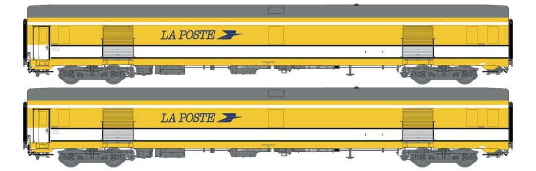 LS Models  - Postwagen Set SNCF Ep.V Pe UIC La Poste gelb H0/GL