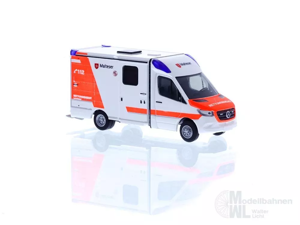 Rietze 76135 - Mercedes-Benz Strobel RTW ´18 Malteser Leverkusen H0 1:87