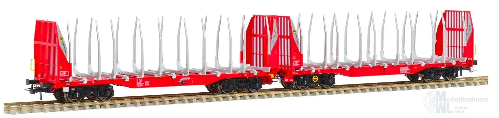 Sudexpress S657006 - Rungenwagen Einheit Innofreight (PT) Ep.VI Smart GigaWood rot H0/GL