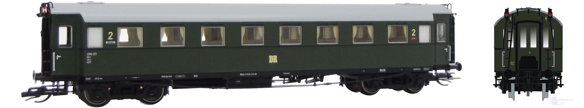 Saxonia Modellbau 120228 - Personenwagen DR Ep.III C4Ü Sa 07 Schlusswagen Beleuchtung TT 1:120