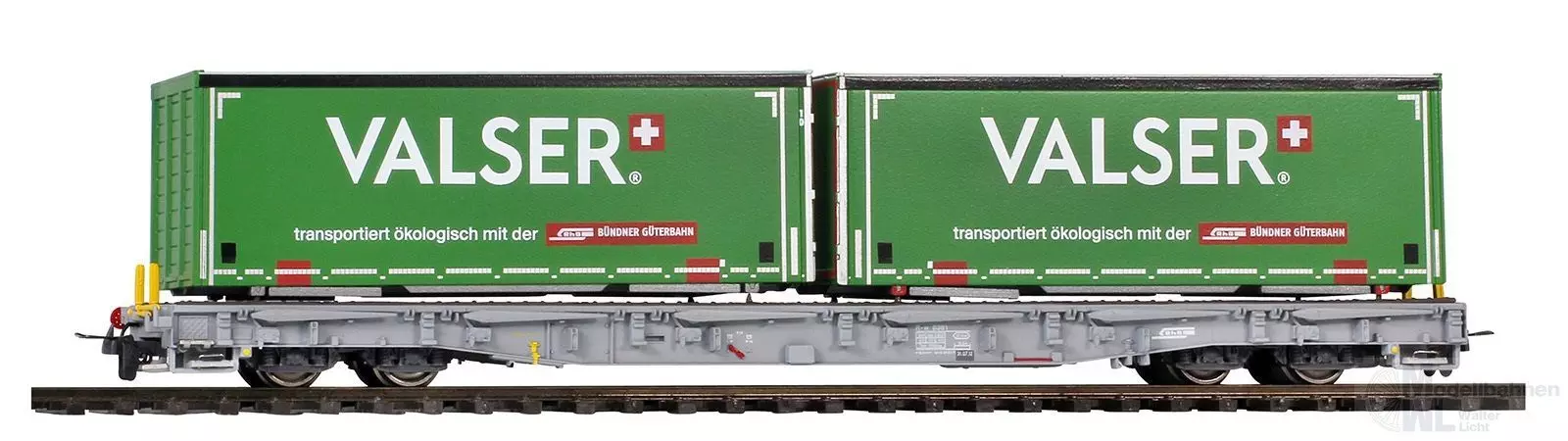 Bemo 2291174 - Tragwagen RhB Ep.VI R-w 8384 Container Valser H0m