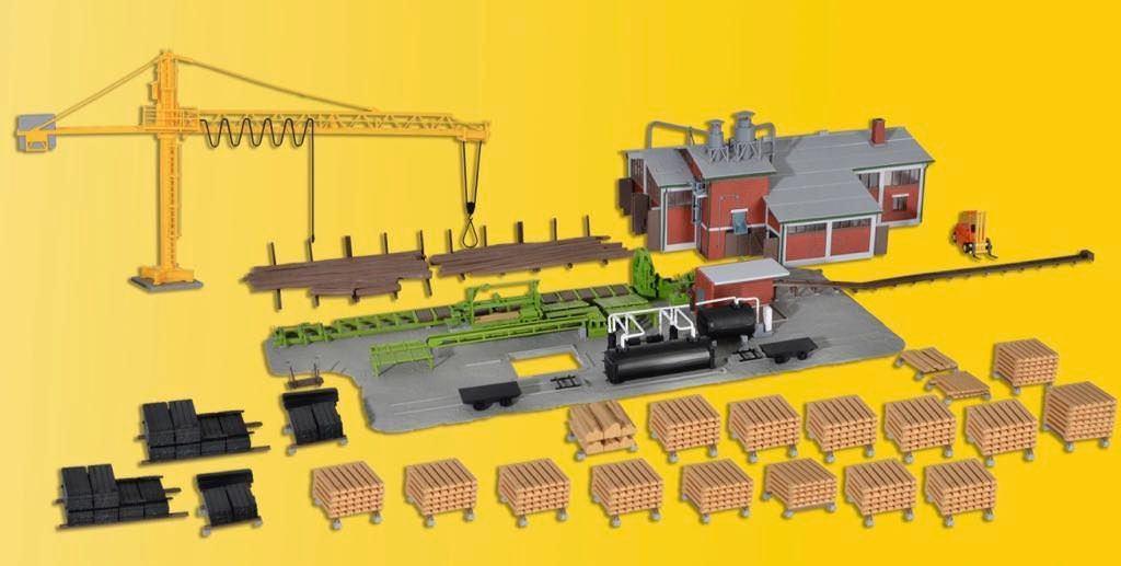 Kibri 39816 - Sägewerk mit Kran Schwellensäge und Inneneinrichtung H0 1:87