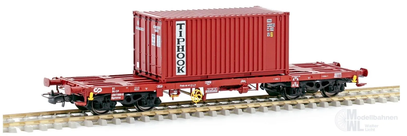 Sudexpress S450066 - Containertragwagen CP Ep.V Sgmms 1 TIPHOOK 20 H0/GL