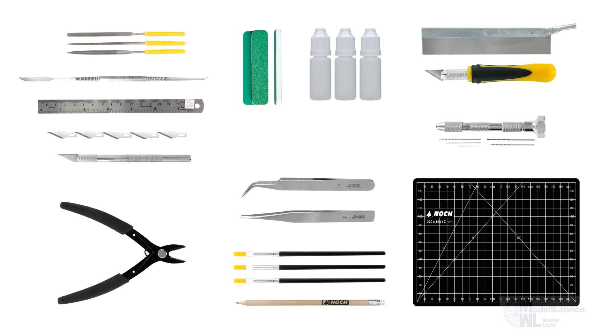 Noch 60050 - NOCH Spezial-Werkzeug-Set, 36-teilig G/1/0/H0/H0m/H0e/TT/N/Z