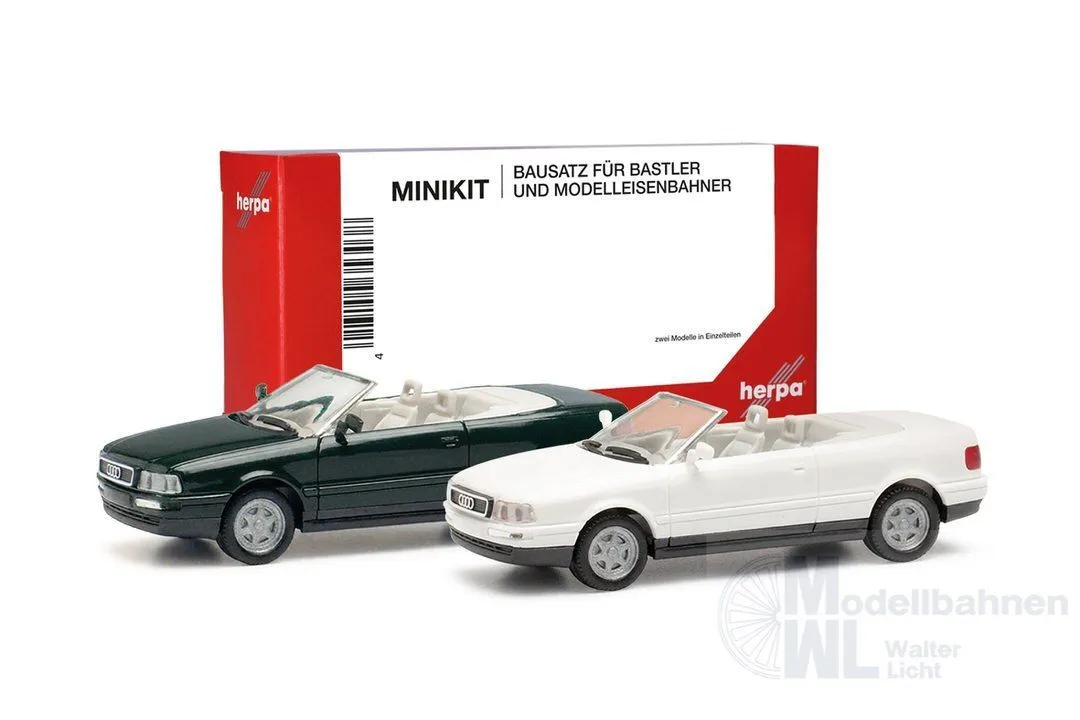 Herpa 012287-007 - MiniKit Audi Cabrio, mintgrün und alpinweiß (2 Stück) H0 1:87
