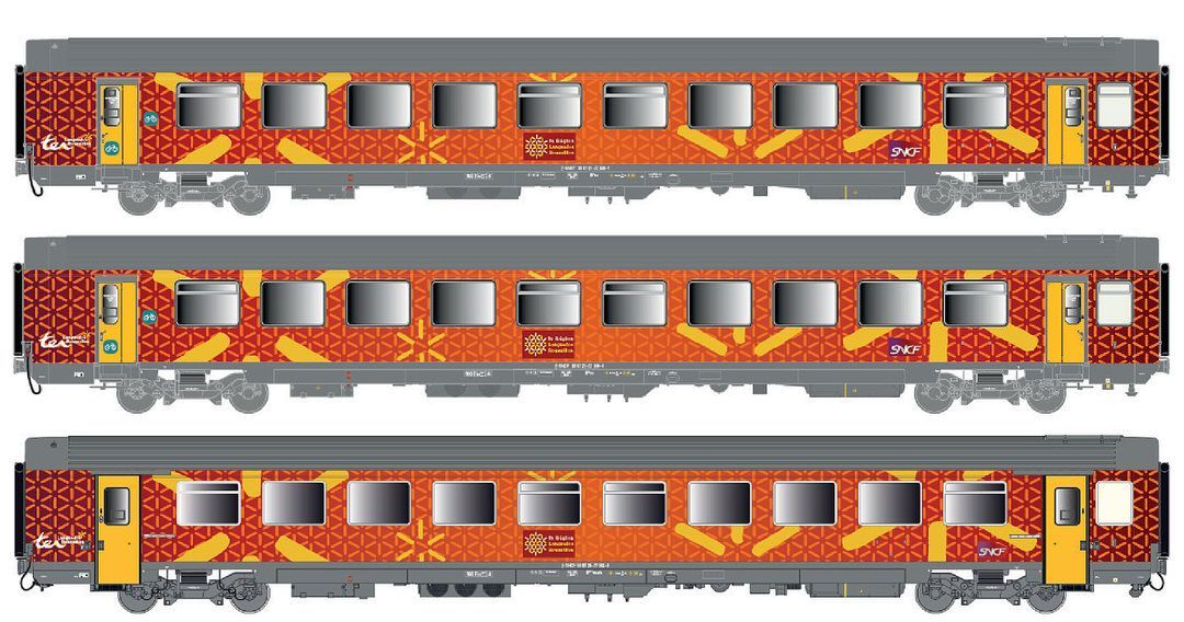 LS Models 41210 - Personenwagen Set VTU SNCF Ep.VI TER L.Roussillon 3.tlg. H0/GL