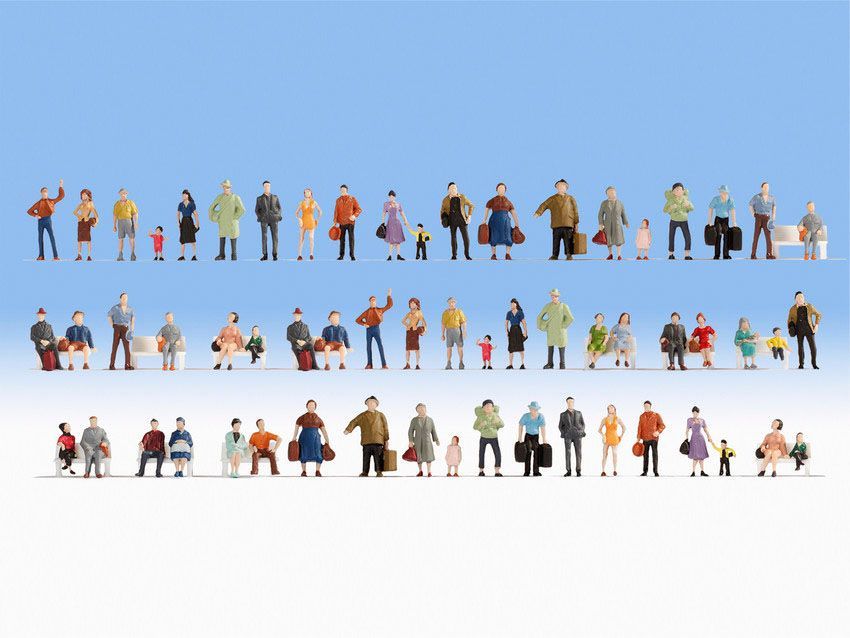 Noch 47401 - Mega-Spar-Set Figuren 60 Figuren, ohne Bänke TT 1:120