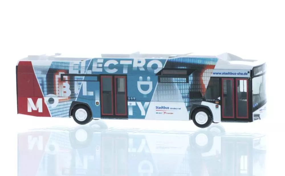Rietze 73042 - Solrais Urbino 12 ´14 electric Stadtbus Schwäbisch Hall H0 1:87