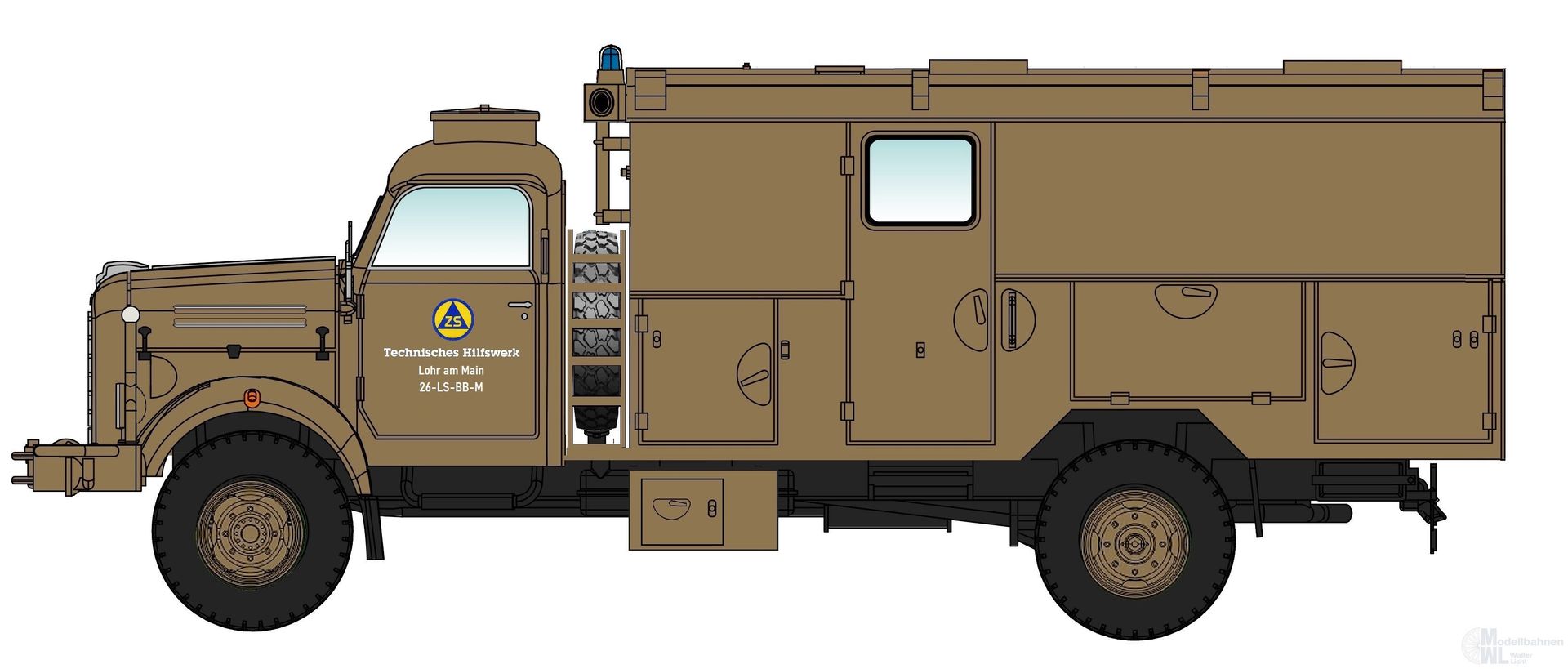 NPE NA99145 - Borgward B 4500 GKW THW Lohr am Main - khaki H0 1:87