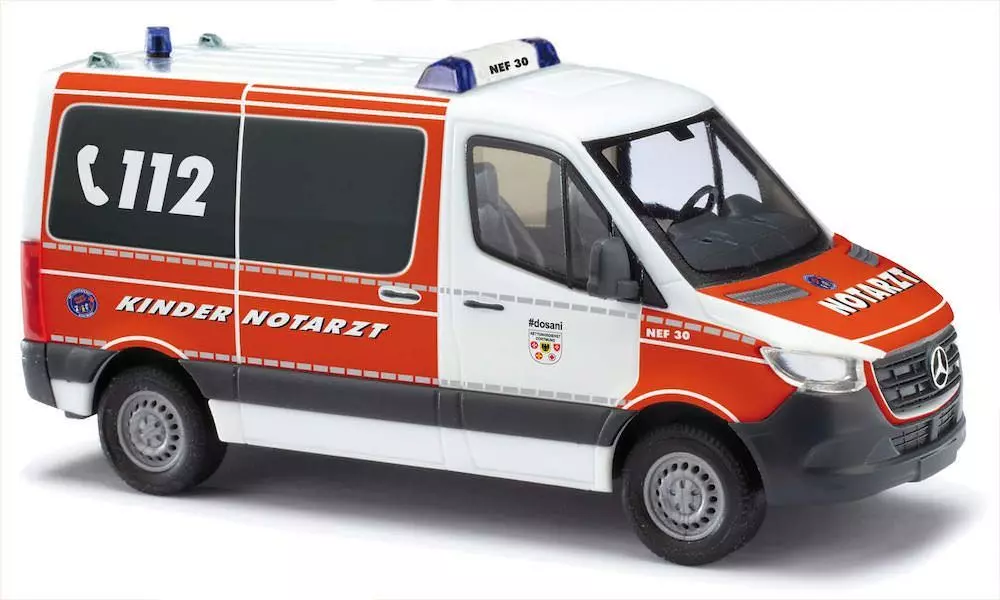 Busch 53465 - Mercedes-Benz Sprinter kurz Rettungsdienst Dortmund H0 1:87