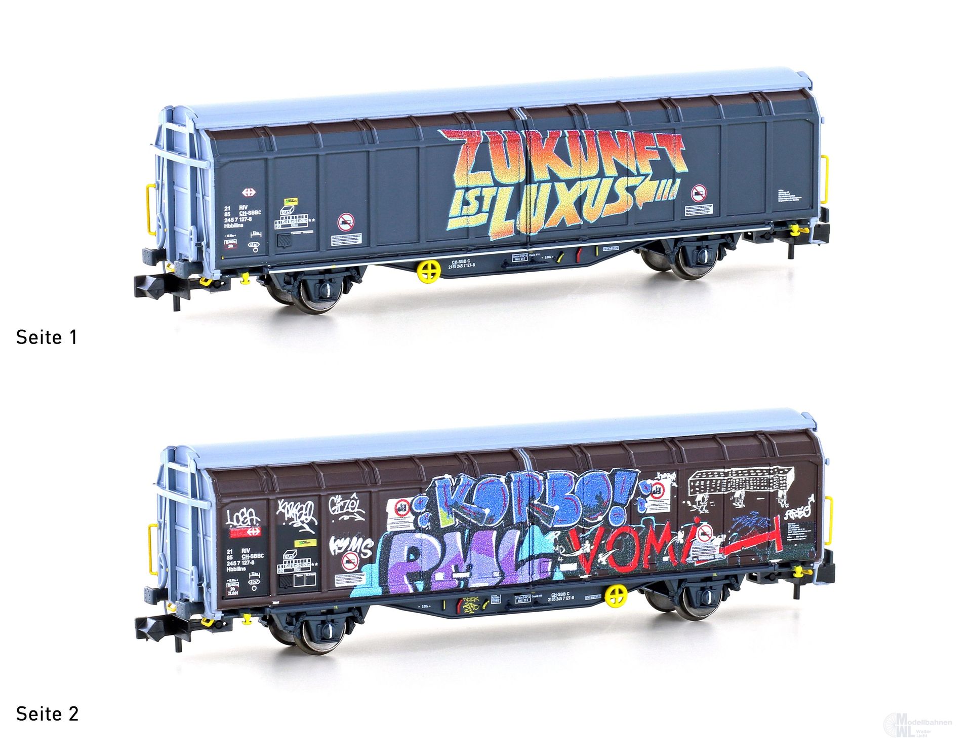 Hobbytrain 24669 - Schiebewandwagen SBB Ep.VI Hbbillns Graffiti-Serie 7 N 1:160 Hobbytrain 24669 - Schiebewandwagen SBB Ep.VI Hbbillns Graffiti-Serie 7 N 1:160