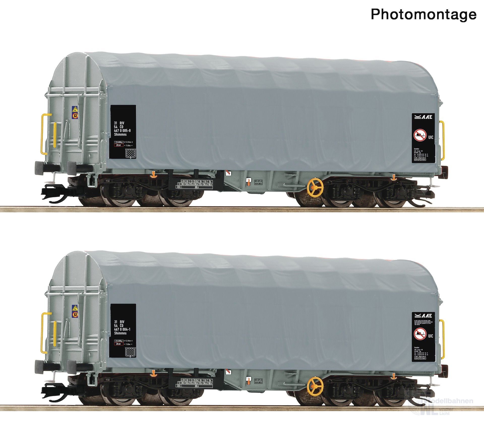 Roco 6680025 - Schiebeplanenwagen Set CD Cargo Ep.V 2.tlg. TT 1:120