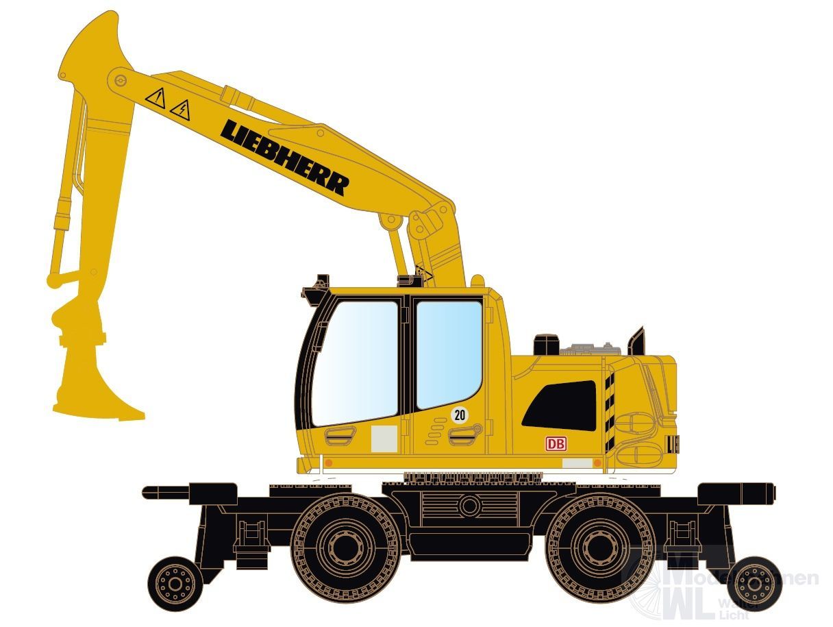 Lemke Minis 4270 - Zweiwege-Bagger Liebherr A922 Rail - DB Bahnbau N 1:160