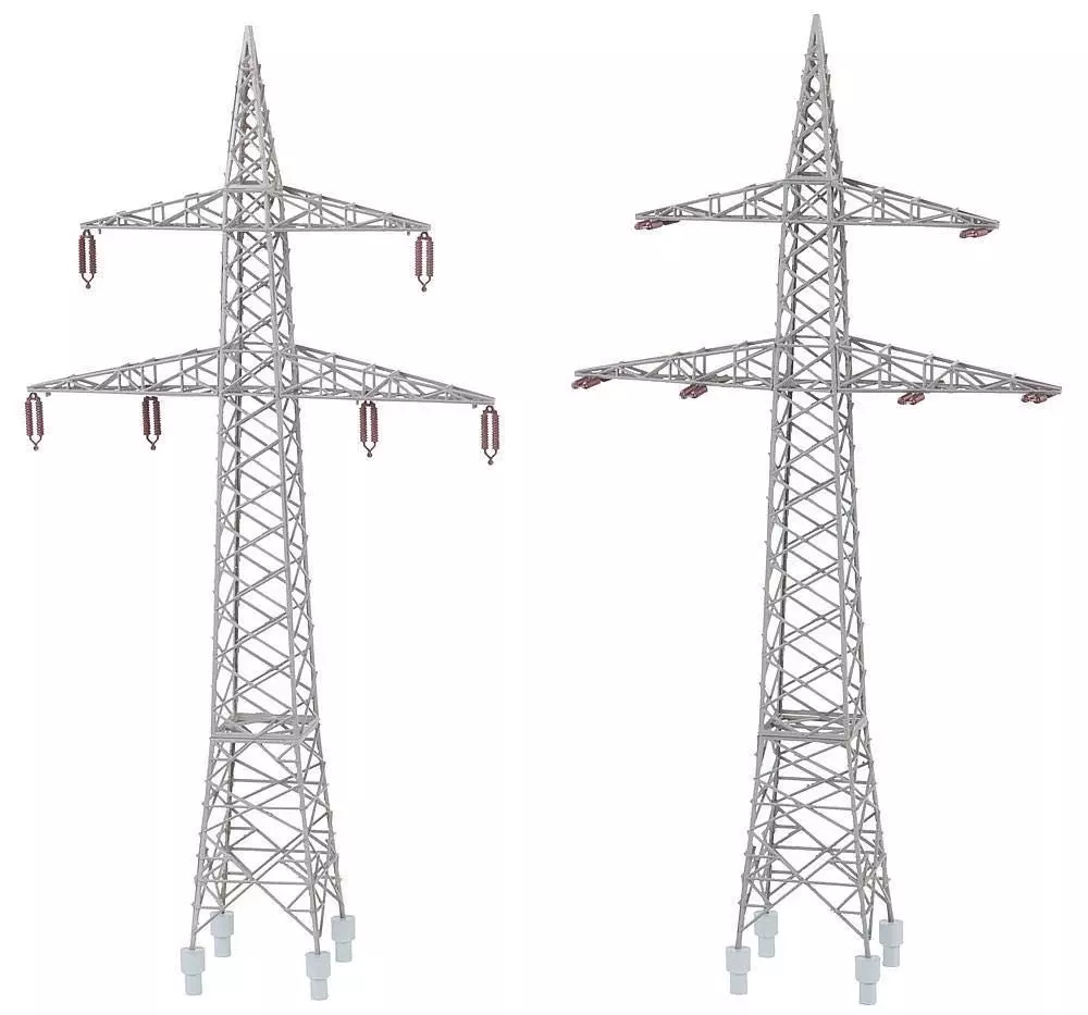 Faller 130898 - 2 Freileitungsmasten (110 kV) H0 1:87