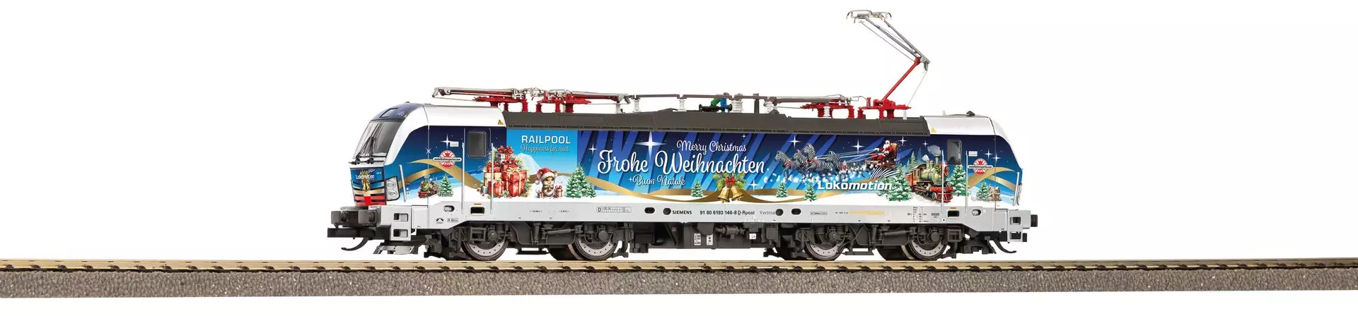 Piko 71455 - E-Lok Vectron Weihnachtslok Railpool Ep.VI TT 1:120