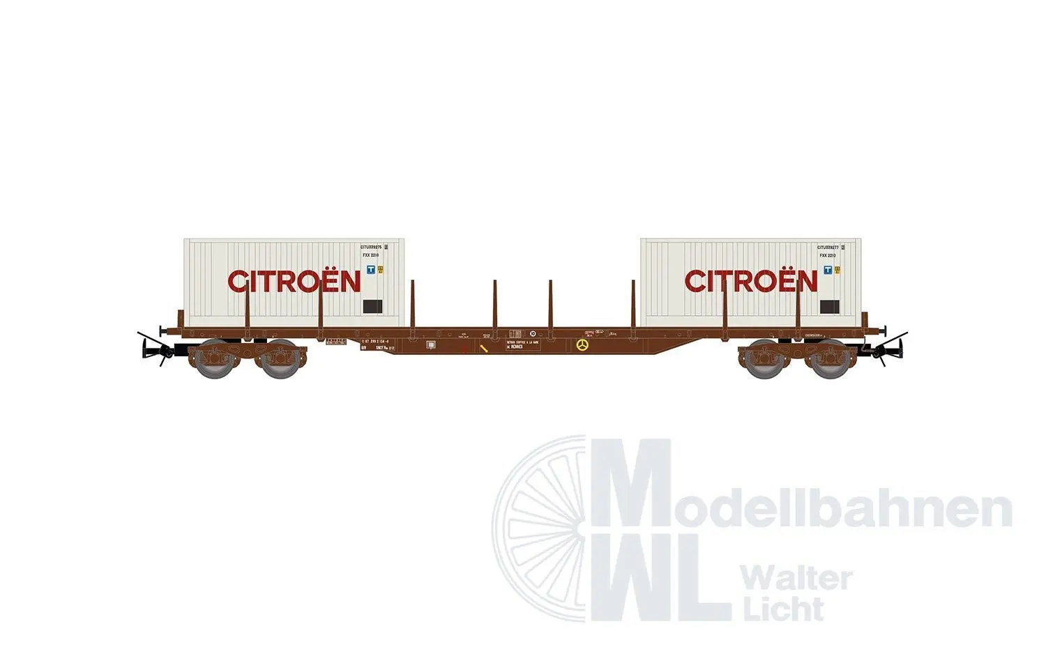 Jouef 6310 - Flachwagen SNCF Ep.IV beladen mit 2 x 20ft Container Citroen H0/GL
