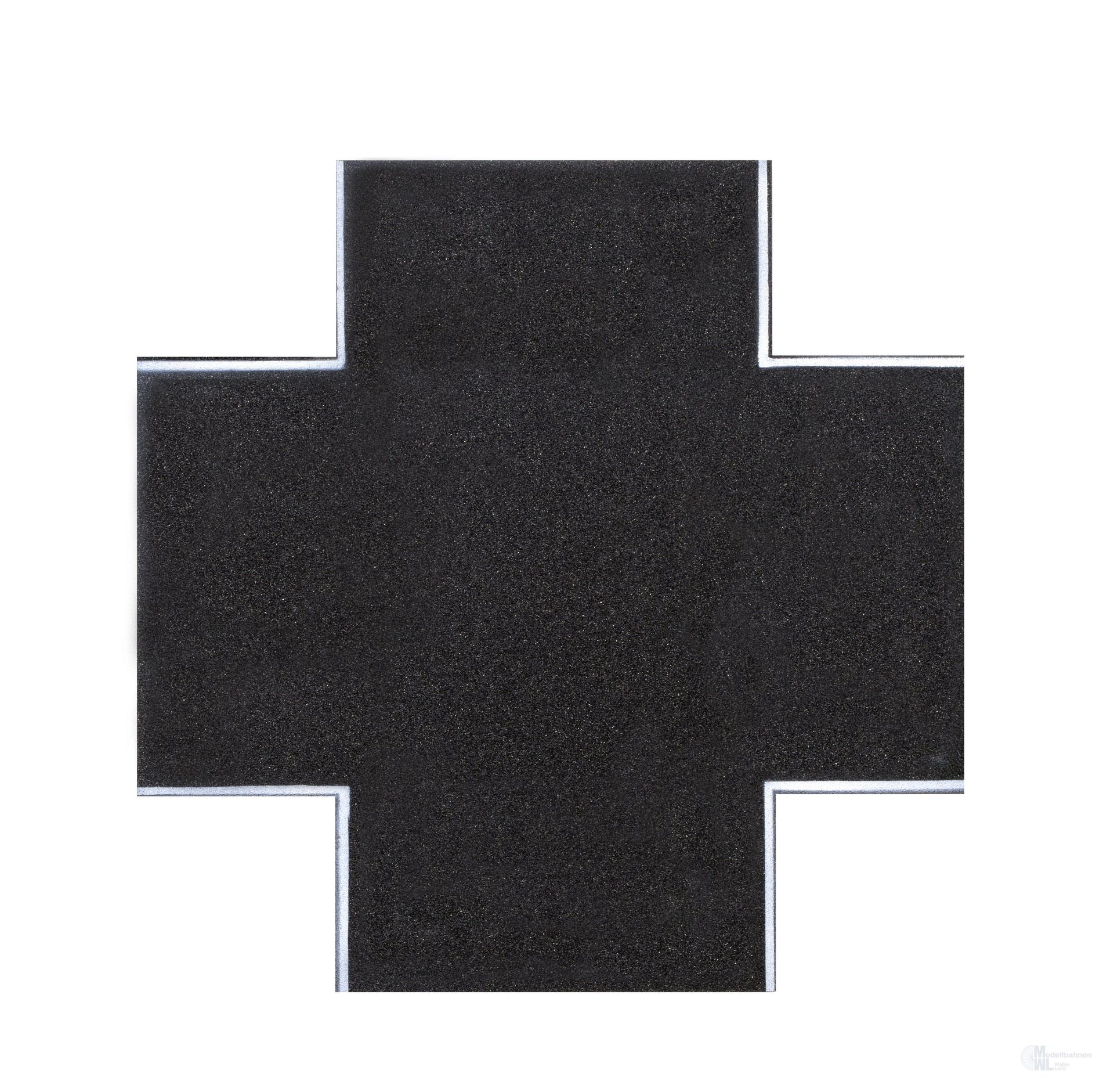 vo49292_0 Vollmer 48292 - Straßenplatte Asphalt mit Nut für Magnetband 90° Kreuzung Steinkunst H0 1